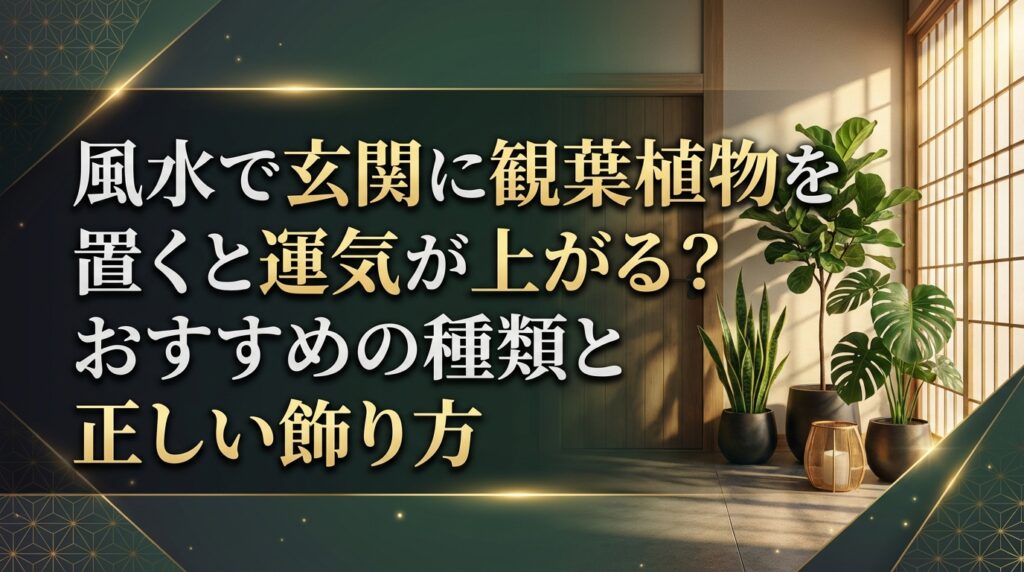 風水で玄関に観葉植物を置くと運気が上がる？おすすめの種類と正しい飾り方