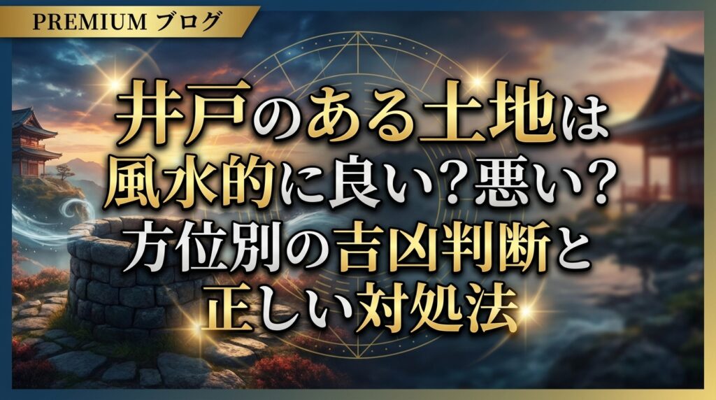 井戸のある土地は風水的に良い？悪い？方位別の吉凶判断と正しい対処法