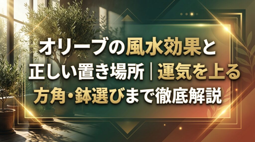 オリーブの風水効果と正しい置き場所｜運気を上げる方角・鉢選びまで徹底解説